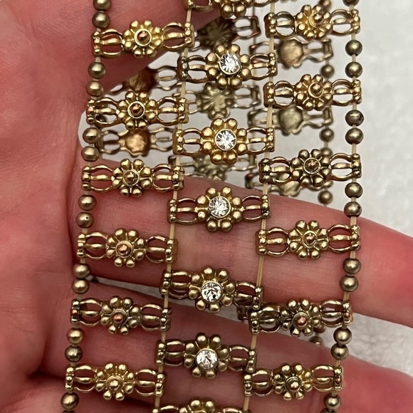 Beautiful gold crystal elastic bracelet boho Egyptian vibe beach coastal! - Picture 5 of 7